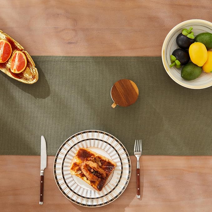Rustic Cotton Linen Table Runner, 13x48 Inches Olive | Farmhouse Style Linen - Image 5