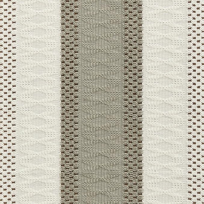 Macrame Style Bicolor Stitching Table Runner 14x48in Dark Sage | Woven Boho - Image 6