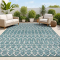 JONATHAN Y Moroccan Geometric Indoor Outdoor Area Rug 8X10 Teal/Gray, Ourika by JONATHANY