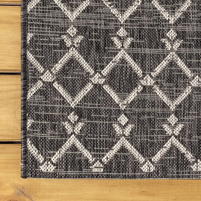 JONATHAN Y Moroccan Geometric Indoor Outdoor Square Area Rug 8X8 Black/Gray - Image 6