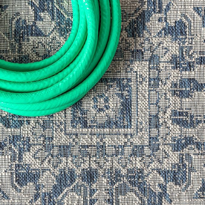 JONATHAN Y Boho Medallion Indoor Outdoor Square Area Rug 9X9 Navy/Gray - Image 3
