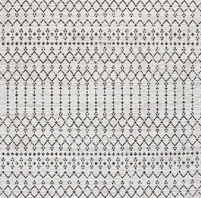 JONATHAN Y Moroccan Geometric Indoor Outdoor Square Area Rug 6X6 Cream/Black - Image 8