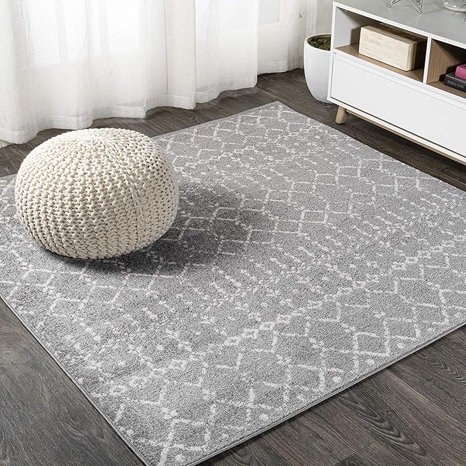 JONATHAN Y Boho Vintage Diamond Gray/Ivory Square Area Rug 6X6 ft, Moroccan Hype by JONATHANY