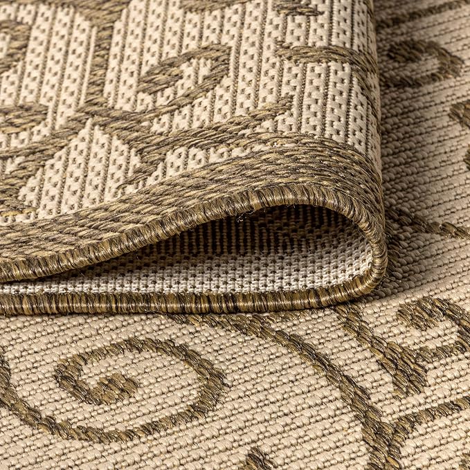 JONATHAN Y Vintage Filigree Indoor Outdoor Area Rug 6X9 Beige/Brown, Madrid - Image 5