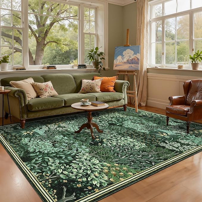 GarveeHome Forest Rugs 6x9, Botanical Low Pile Non Slip Stain Resistance - Image 8