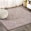 JONATHAN Y Boho Medallion Indoor Outdoor Square Area Rug 5X5 Red/Taupe by JONATHANY