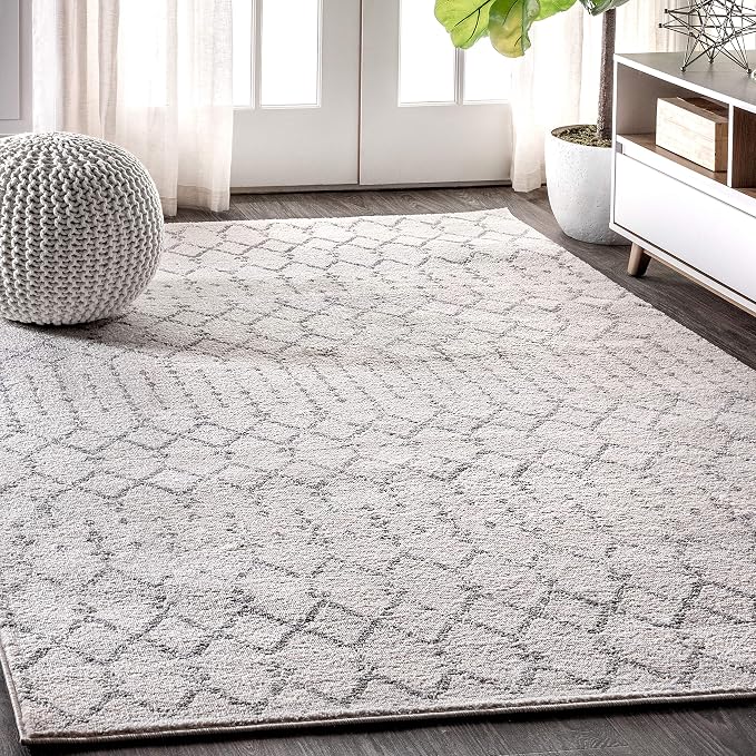 JONATHAN Y Boho Vintage Diamond Cream/Gray Indoor Area Rug 10X14 ft, Moroccan by JONATHANY