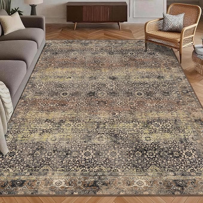 Washable Area Rug 8' x 10' Vintage Traditional Persian Mat by Unknown