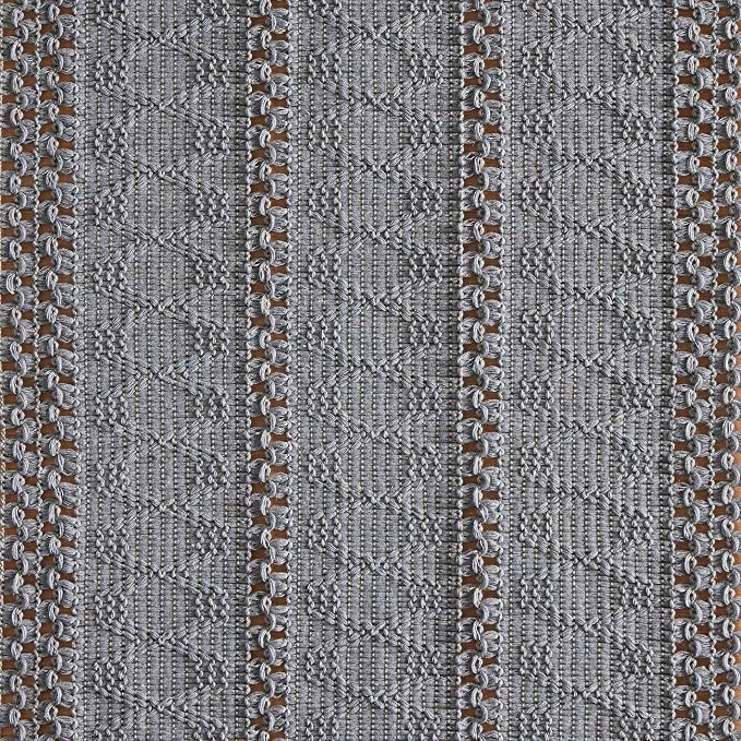 Macrame Style Boho Table Runner, 12x90 Inch Light Blue Grey | Woven Boho Table - Image 6