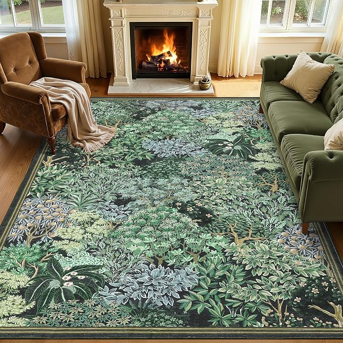 GarveeHome Forest Rugs 6x9, Botanical Low Pile Non Slip Stain Resistance - Image 3
