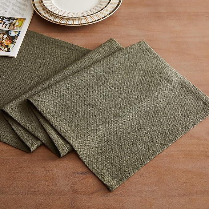 Rustic Cotton Linen Table Runner, 13x108 Inches Olive | Farmhouse Style Linen - Image 2