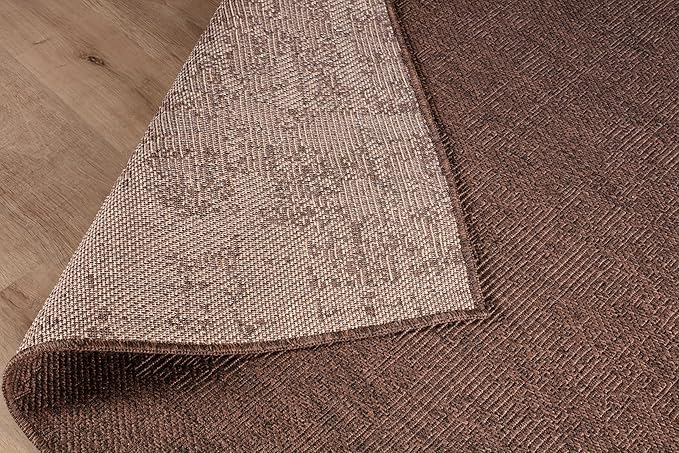 CAMILSON Indoor and Outdoor Runner Rug Brown Solid Boho Woven Design - Image 7