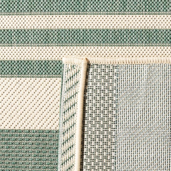 SAFAVIEH Courtyard Collection 9' x 12' Beige/Dark Green CY6062 Stripe - Image 8