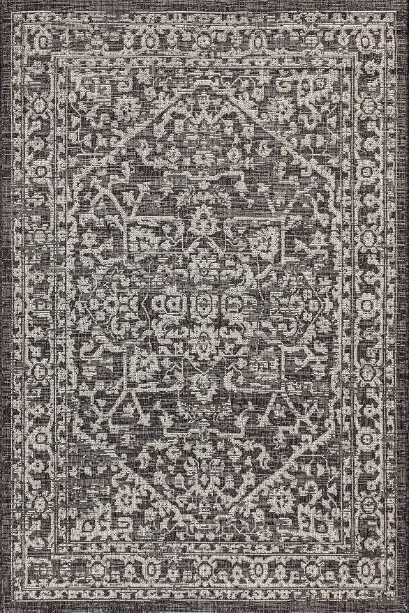 JONATHAN Y Boho Medallion Indoor Outdoor Area Rug 4X6 Black/Gray, Malta - Image 9