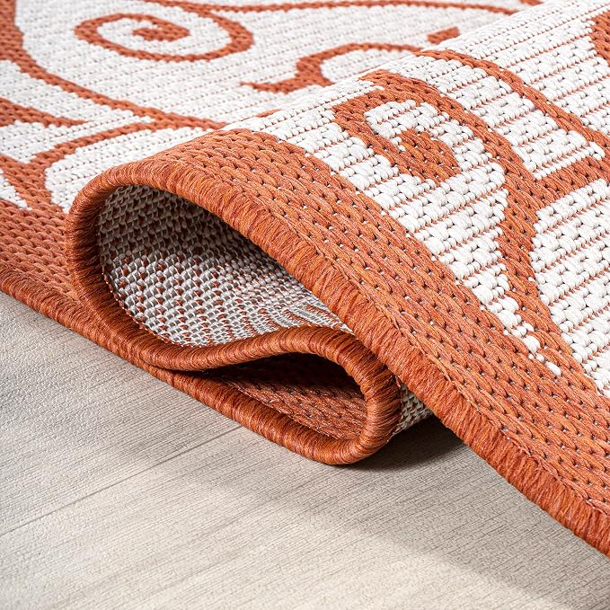 JONATHAN Y Vintage Filigree Indoor Outdoor Area Rug 4X6 Cream/Orange, Madrid - Image 5
