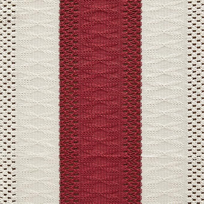 Macrame Style Bicolor Stitching Table Runner 14x48in Red | Woven Boho Table - Image 6