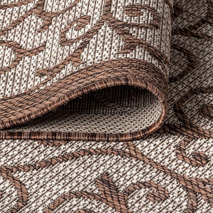 JONATHAN Y Vintage Filigree Indoor Outdoor Area Rug 8X10 Taupe/Espresso - Image 5