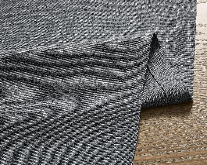 Basic Linen Style Table Runner, 14x48 Inch Charcoal | Mitered Corner Design - Image 6