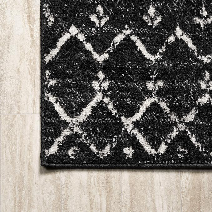 JONATHAN Y Boho Vintage Diamond Black/Ivory Square Area Rug 5X5 ft, Moroccan - Image 5