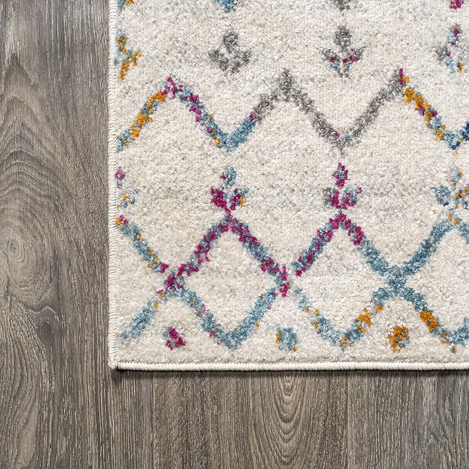 JONATHAN Y Boho Vintage Diamond Ivory/Multi Square Area Rug 5X5 ft, Moroccan - Image 5