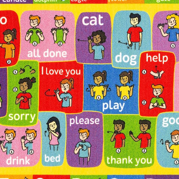 KC Cubs 3x5 ABC Alphabet ASL Sign Language Rug – Educational Non-Slip Carpet - Image 3