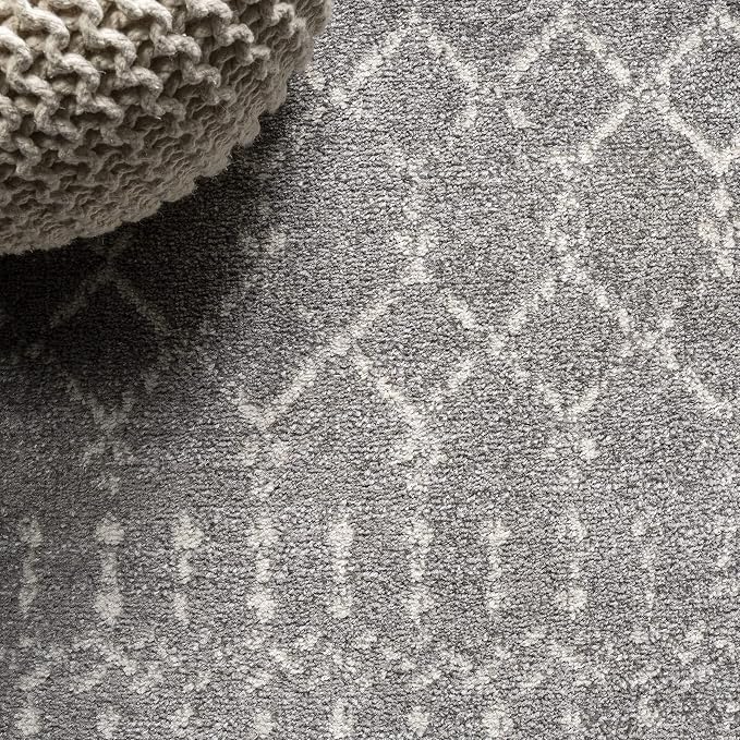 JONATHAN Y Boho Vintage Diamond Gray/Ivory Square Area Rug 7X7 ft, Moroccan Hype - Image 3