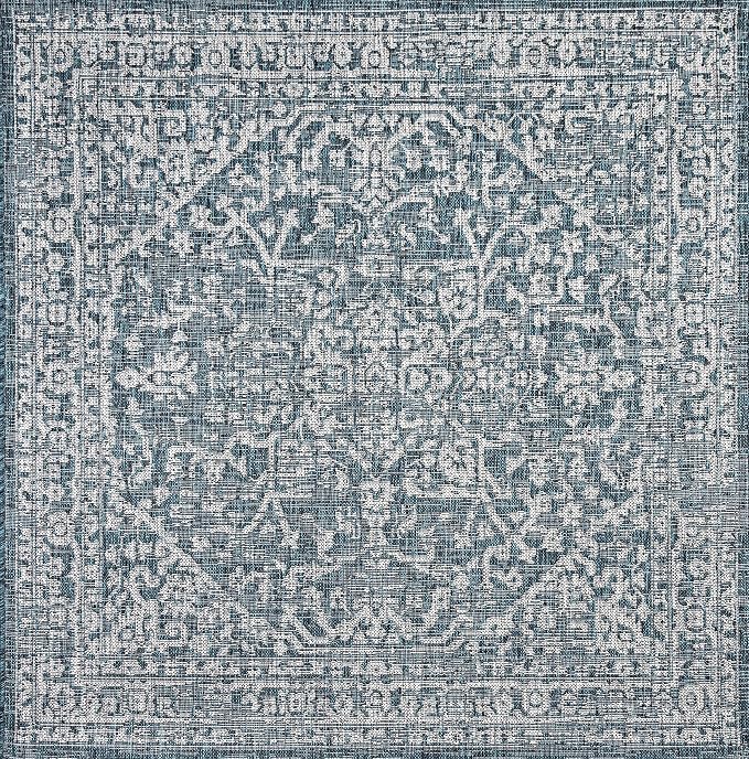 JONATHAN Y Boho Medallion Indoor Outdoor Square Area Rug 6X6 Teal/Gray - Image 8